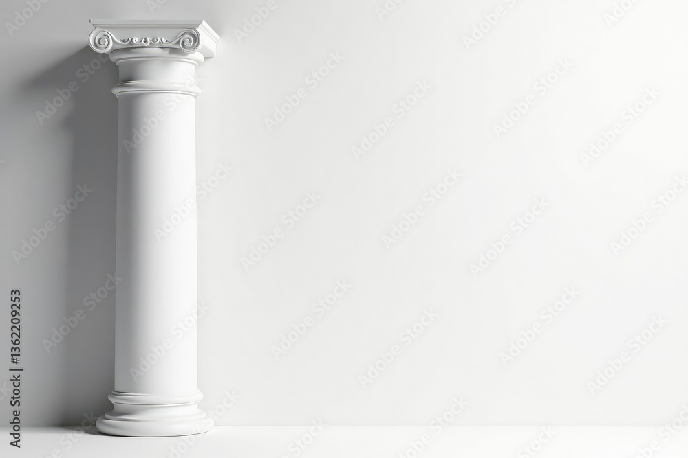 Elegant Roman column against pure white backdrop, monument, building, architecture Elegant Roman column against pure white backdrop, monument, building, architecture