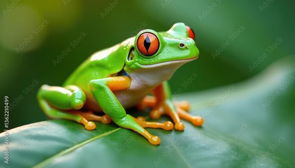 Green tree frog perched on white, vibrant skin, background, wildlife, beautiful Green tree frog perched on white, vibrant skin, background, wildlife, beautiful