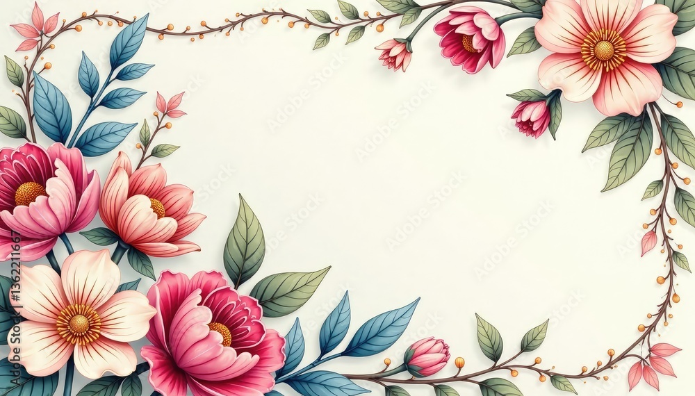 Obraz premium Intricate floral motif, delicate linework, pastel hues , nature, plant, organic