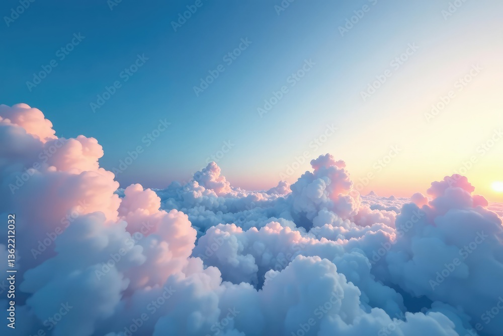 Fototapeta premium Subtle gradient sky, clouds seamlessly looping, seamless pattern, aerial, digital