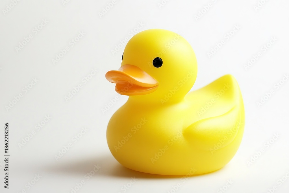 Bright Yellow Rubber Duck Toy on White Background for Bath Time Bright Yellow Rubber Duck Toy on White Background for Bath Time