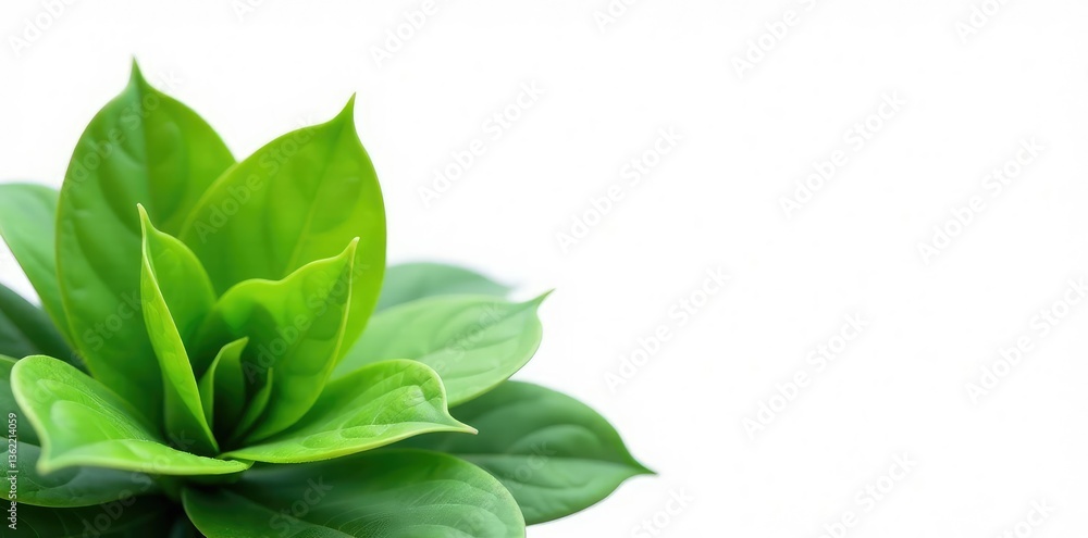 Lush green plant isolated on white background, simplicity, calmness Lush green plant isolated on white background, simplicity, calmness