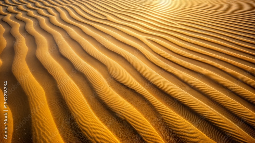 Ripples in the desert sand dunes with textured patterns under the warm, dry wind Ripples in the desert sand dunes with textured patterns under the warm, dry wind
