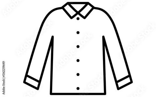 ワイシャツ、服のシンプルな線画アイコン（白黒）