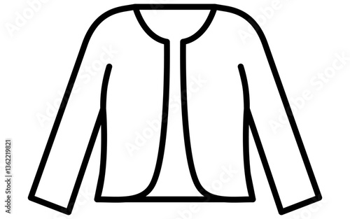 ボレロカーディガン、服のシンプルな線画アイコン（白黒）