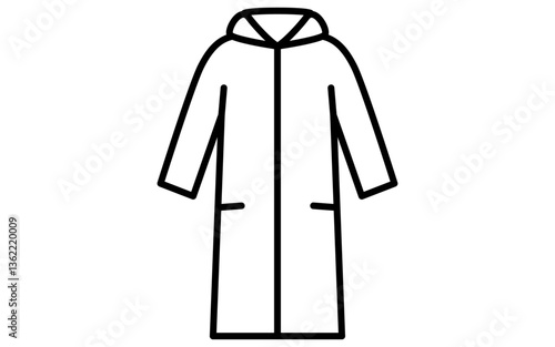 スタジアムコート、服のシンプルな線画アイコン（白黒）
