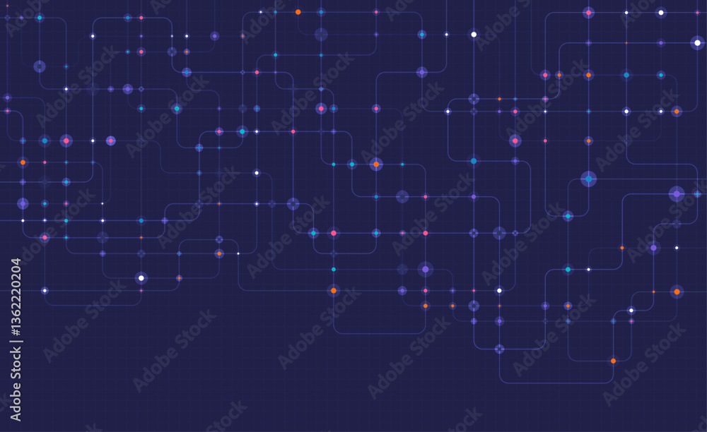 Circuit connect lines and dots. Network technology and Connection concept. Decentralized network nodes connections