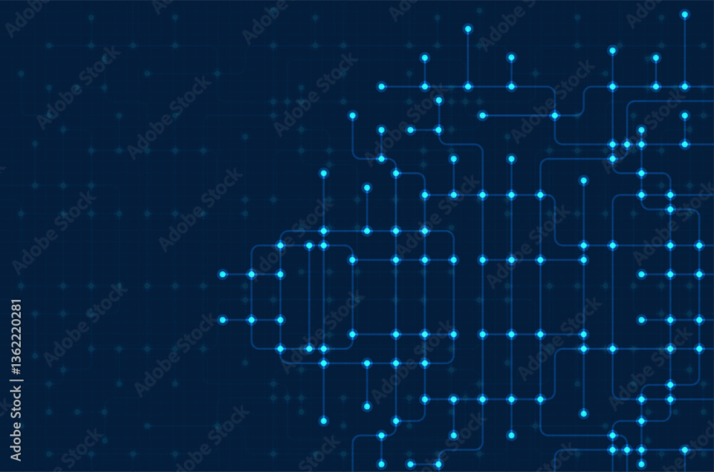 Circuit connect lines. Network technology and Connection concept. Decentralized network nodes connections