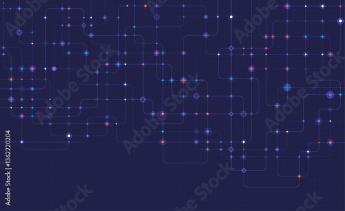Obraz na płótnie Circuit connect lines and dots. Network technology and Connection concept. Decentralized network nodes connections w salonie