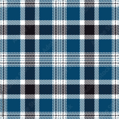 Muted White and Dusty Prussian Blue Seamless Tartan Textile Design
