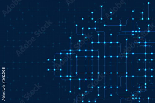 Obraz na płótnie Circuit connect lines. Network technology and Connection concept. Decentralized network nodes connections w salonie
