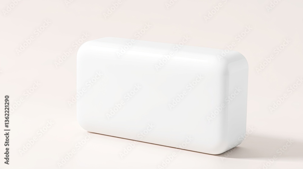 Fototapeta premium Single white bar of soap on a bright surface