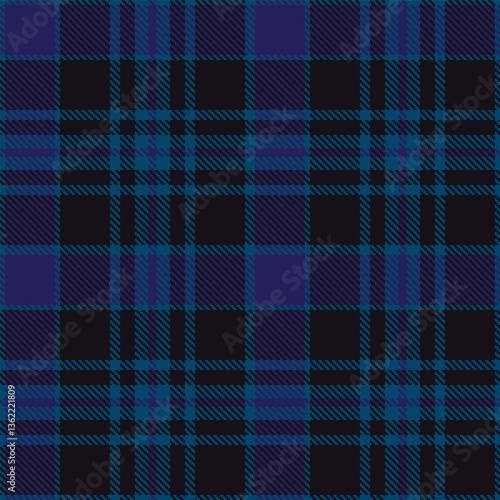 Modern Seamless Tartan in Rich Prussian Blue tones Textile Design
