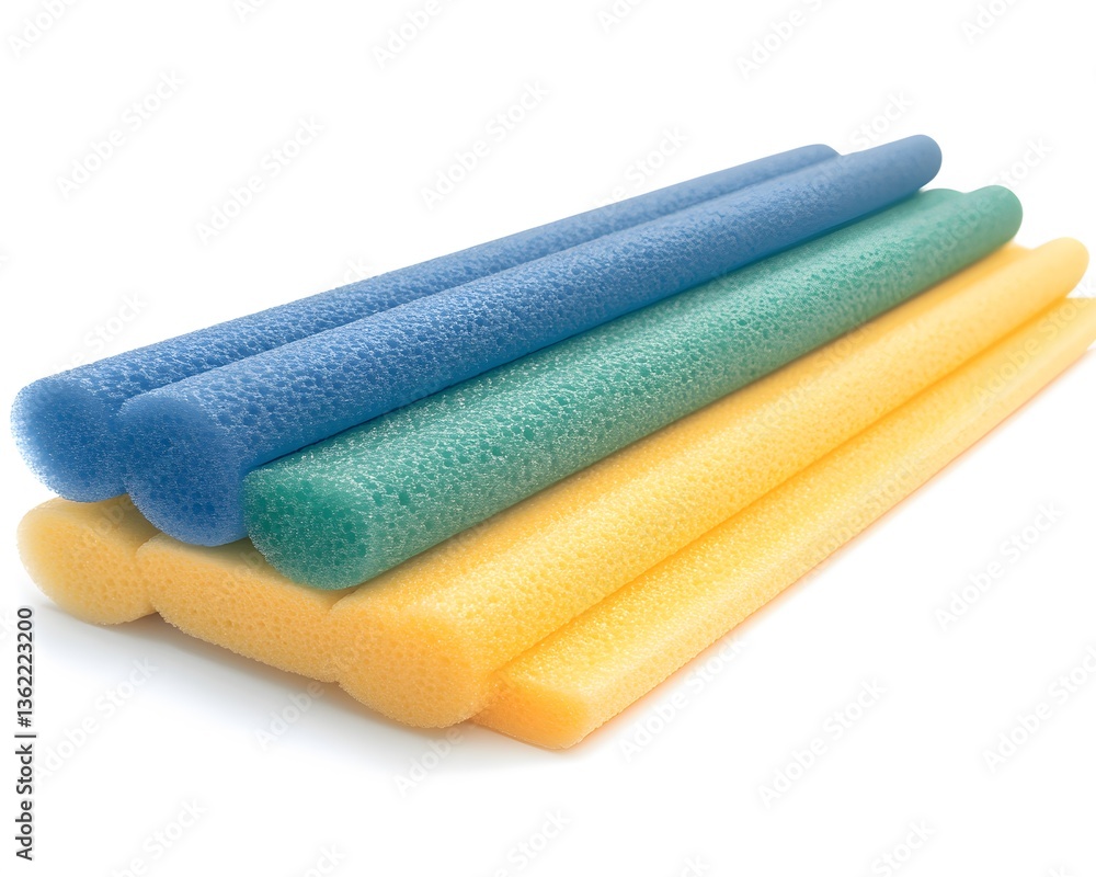 Colorful Foam Pool Noodles Stacked Close Up Colorful Foam Pool Noodles Stacked Close Up