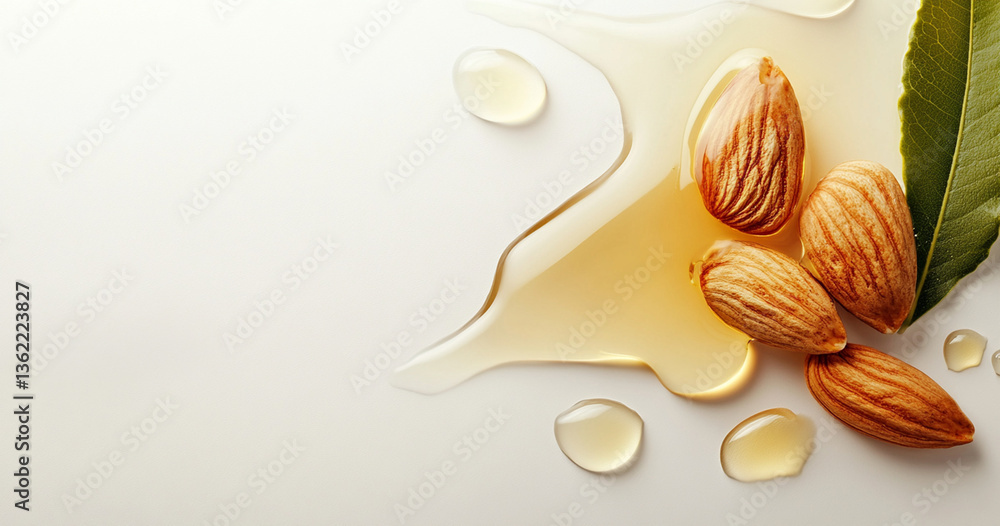 Almond oil with oil drop Almond oil with oil drop