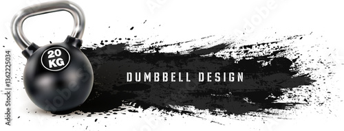Stylish Dumbbell Design on Artistic Background