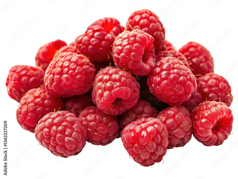 Isolated Pile of Fresh Raspberries Isolated Pile of Fresh Raspberries