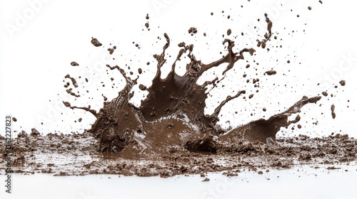 Isolated drops of mud splash on a white background, featuring a clipping path, Isolated mud splashes on a white background with clipping path illustration
