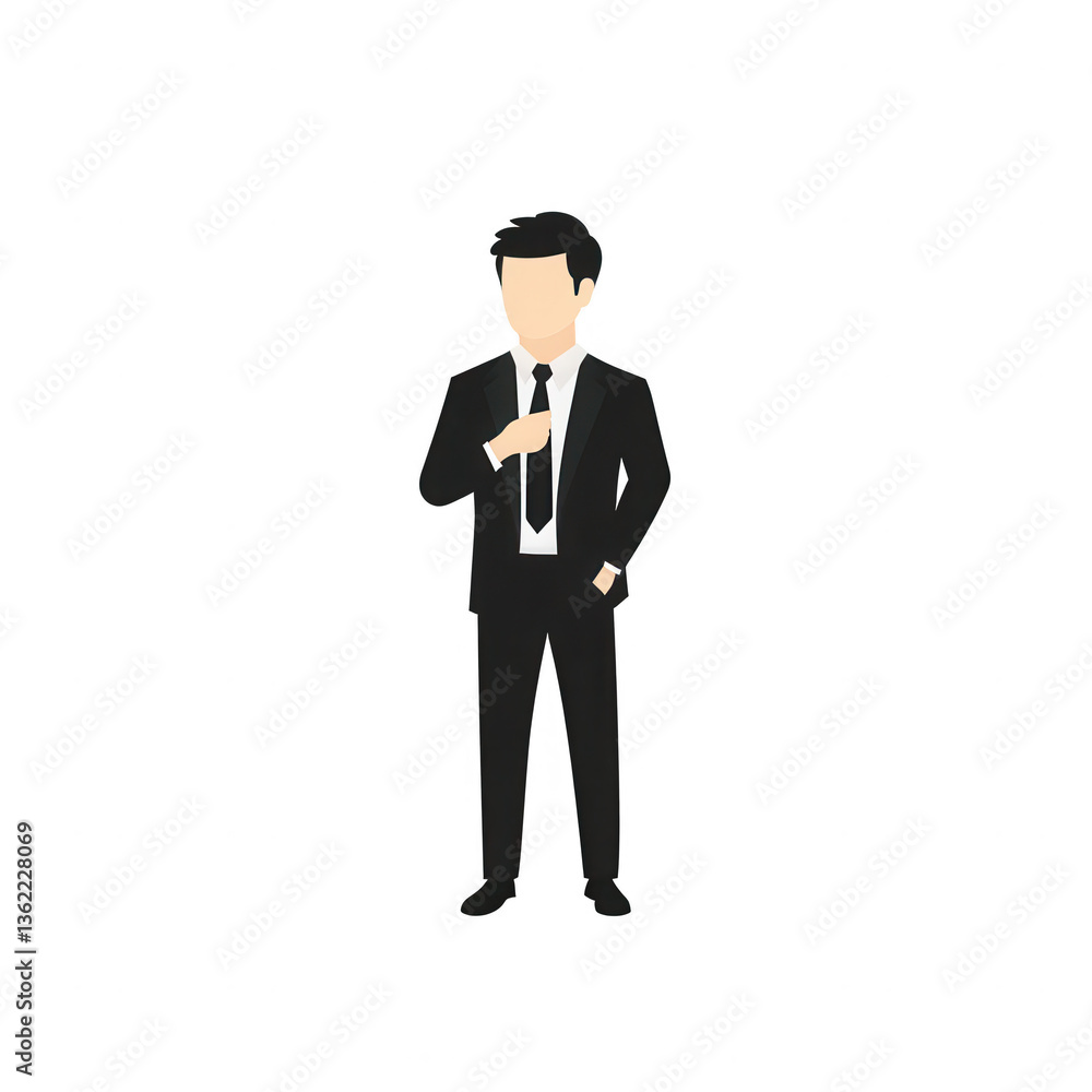 Obraz premium Professional man in a suit, standing confidently with one hand in pocket, isolated on a white background.
