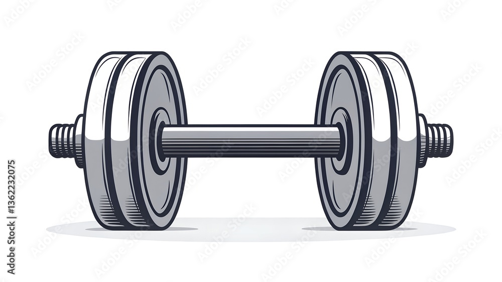 Fototapeta premium This image is a vector illustration of a classic dumbbell. 
