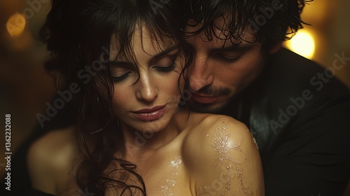 A couple embracing each other with tender affection and intimacy