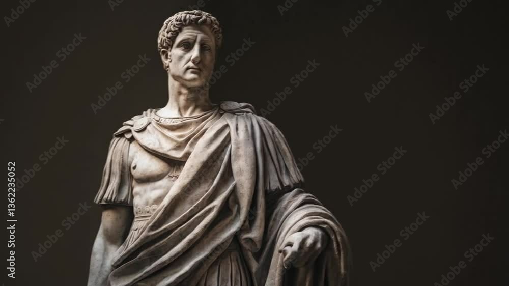 Statue of a man in a toga. Smooth repeating motion for background video animation. Statue of a man in a toga. Smooth repeating motion for background video animation.