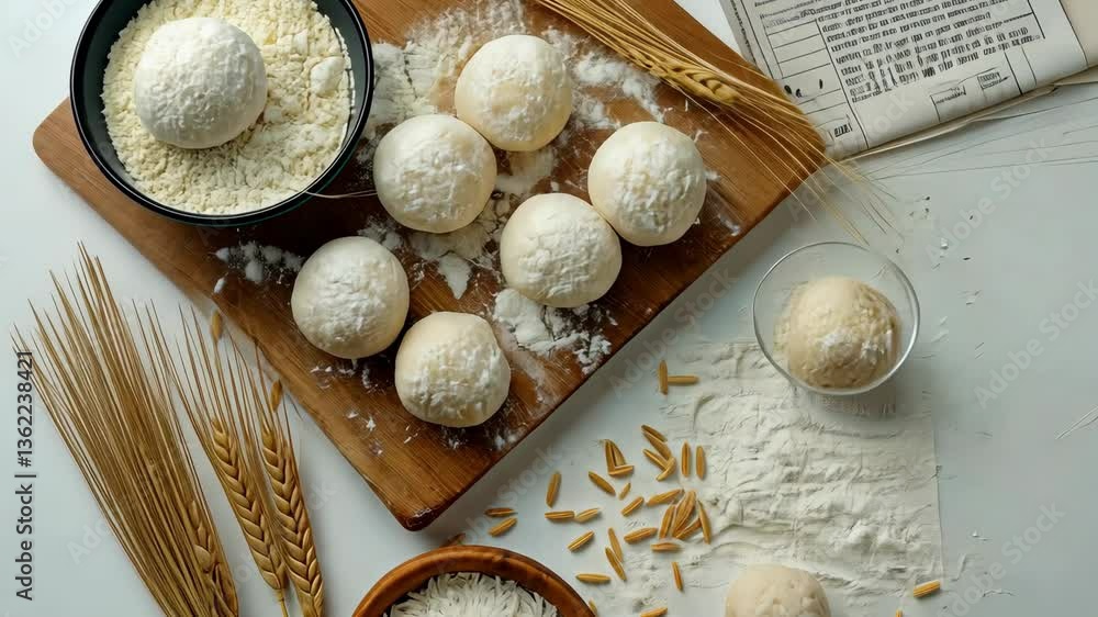 Learn to prepare dough balls using basic ingredients like flour and rice in a cozy kitchen environment Learn to prepare dough balls using basic ingredients like flour and rice in a cozy kitchen environment