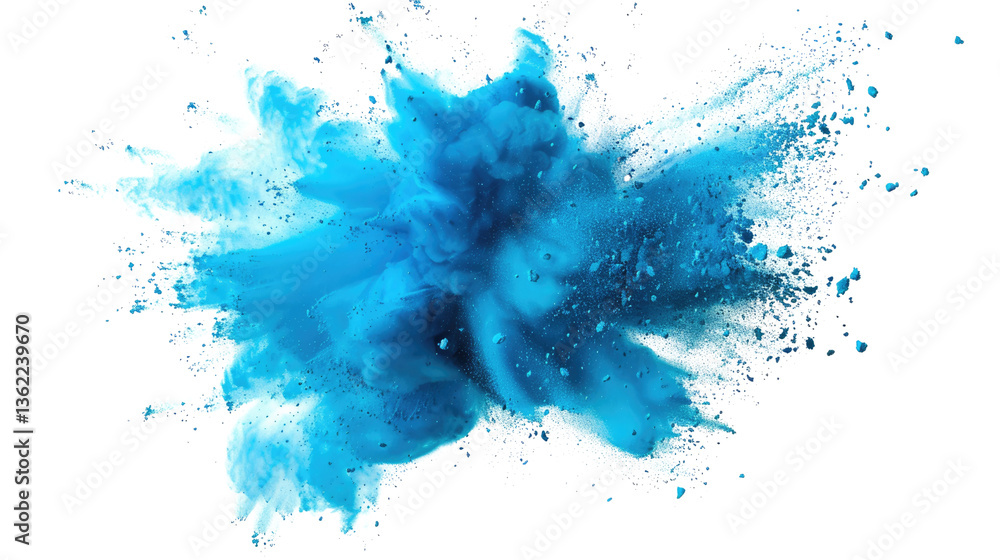 Explosive Art: An abstract display of vibrant blue hues explodes into a mesmerizing cloud of color, captivating the senses and igniting a sense of wonder. Explosive Art: An abstract display of vibrant blue hues explodes into a mesmerizing cloud of color, captivating the senses and igniting a sense of wonder.