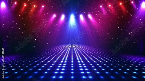 Bright stage lights illuminate a vibrant dance floor for an exciting performance at a nightlife venue
