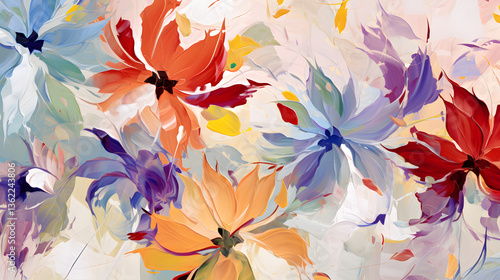 Artistic vivid colours abstract oil painting flower