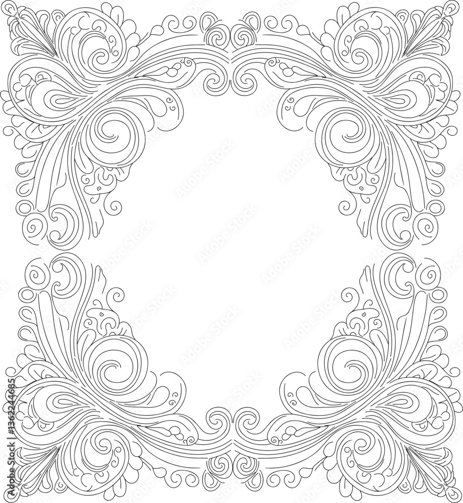 Elegant double-line lace corner flourishes with intricate, symmetrical designs. Perfect for invitations, certificates, wedding decor, and vintage-style projects. Delicate, ornamental. Elegant double-line lace corner flourishes with intricate, symmetrical designs. Perfect for invitations, certificates, wedding decor, and vintage-style projects. Delicate, ornamental.