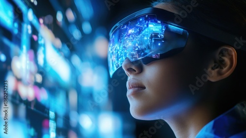 Wallpaper Mural Visionary future, immersive augmented reality experience with advanced AR glasses Torontodigital.ca