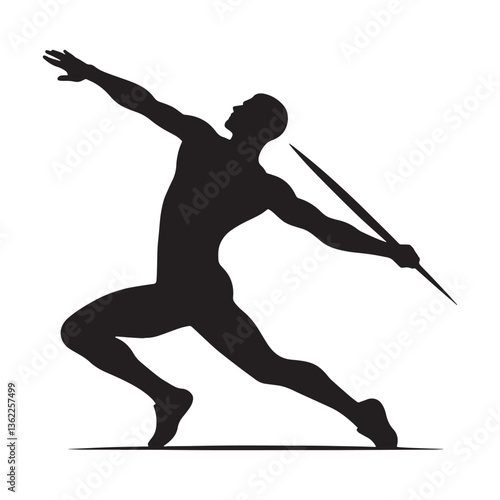 Champion Javelin Thrower silhouette, demonstrating perfect form - Javelin illustration - Minimalist Javelin vector - Track and field excellence

