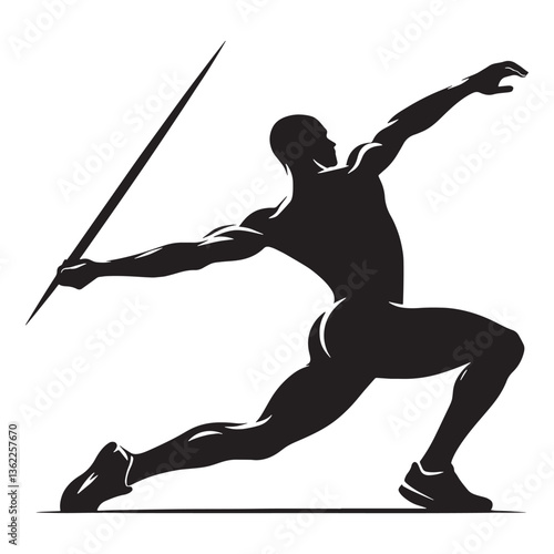 Powerful Javelin Thrower silhouette, launching the spear with precision - Javelin illustration - Minimalist Javelin vector - Athletic silhouette


