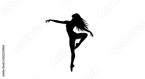Graceful Dancer Silhouette Vector - Mindful Movement on White Background