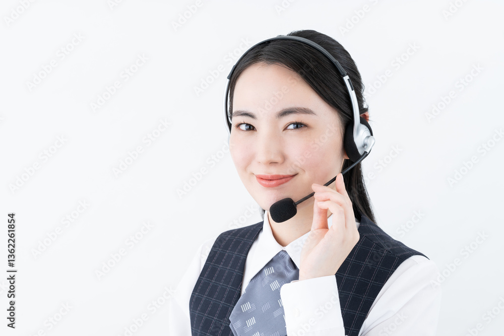 オペレーターの若い女性 オペレーターの若い女性