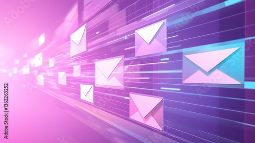 A cascading series of emails in an inbox, each message building on the previous communication illustration