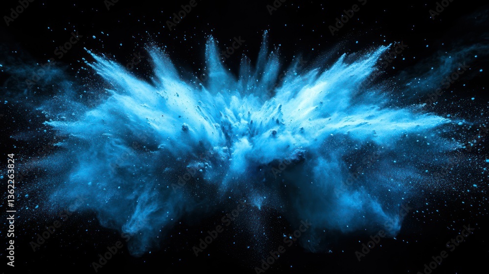 Fototapeta premium Abstract Blue Powder Explosion: A Celestial Burst of Color