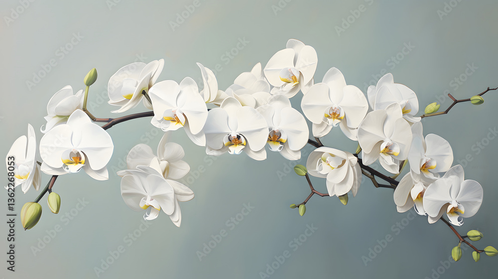 Fototapeta premium Thick brush strokes impressionistic flower orchid background poster decorative painting 