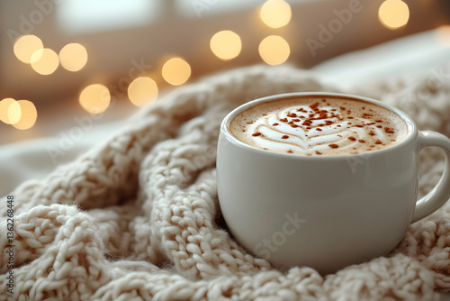 Cozy drink on soft knit