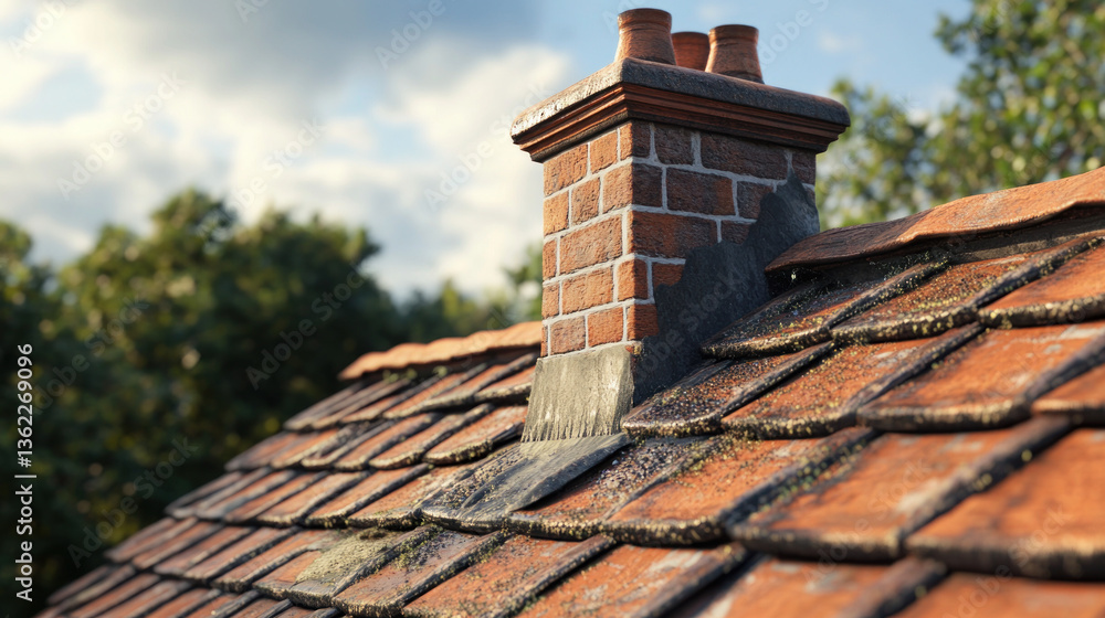 Naklejka premium roof and chimney