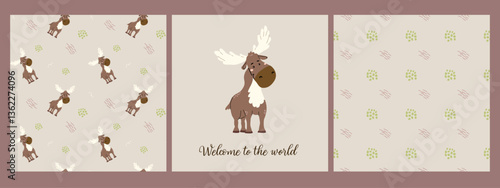 Adorable forest animals pattern design for children's room decor and greeting cards. photo