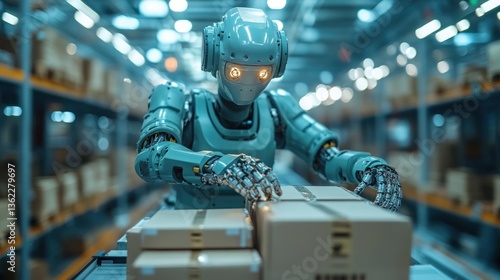Wallpaper Mural Robot sorting packages in warehouse Torontodigital.ca