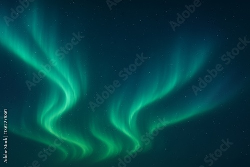 Green northern lights dancing in night sky