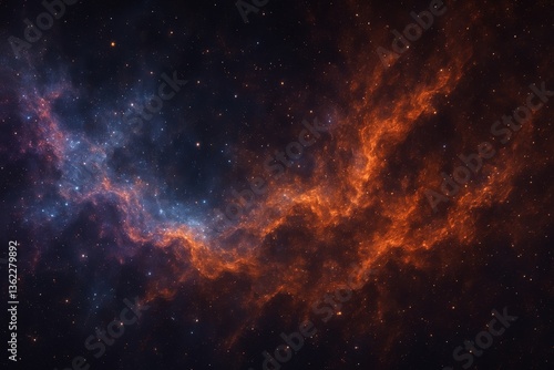 Fiery orange nebula in outer space