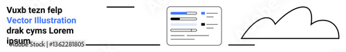 Interface with text layout and toggles, cloud graphic nearby. Ideal for technology, data sharing, cloud storage, user interface, minimal layouts, web platforms, simple landing page