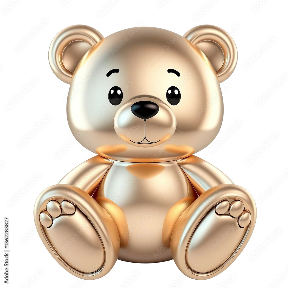 3d gradient silver cartoon bear icon isolated on white 3d gradient silver cartoon bear icon isolated on white