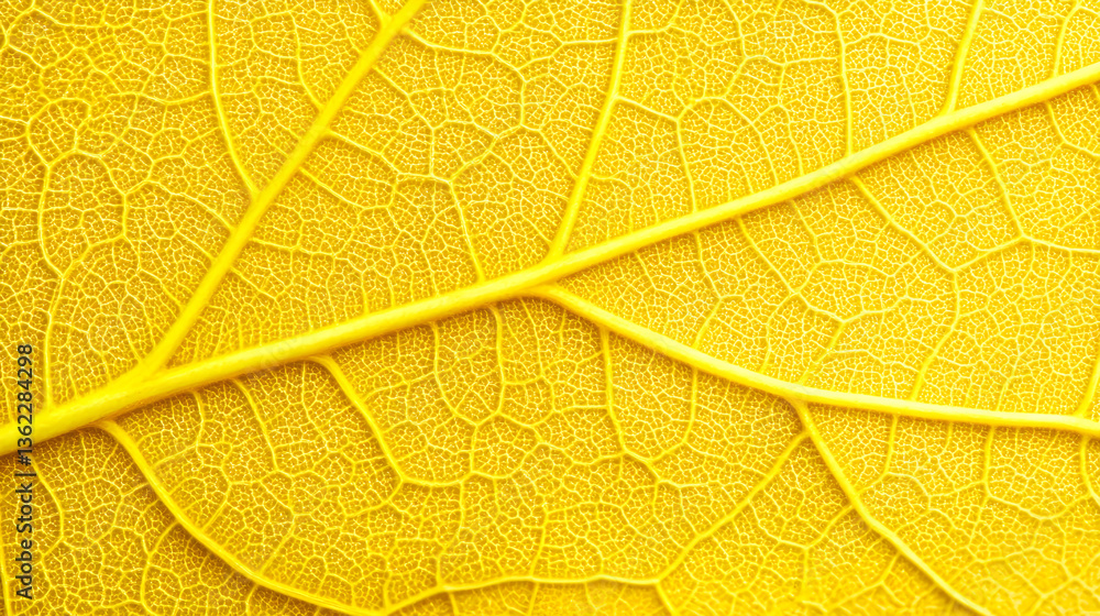 Obraz premium Intricate Close-Up of Autumn Leaf Highlighting Xanthophyll Pigments and Natural Seasonal Changes