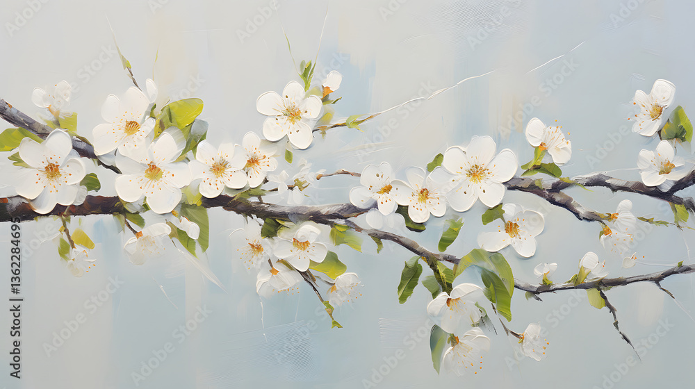 Obraz premium Thick brush strokes impressionistic flower plum blossom background poster decorative painting 