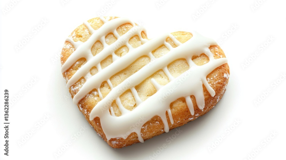 Heart shaped cookie with glaze isolated on white background Heart shaped cookie with glaze isolated on white background